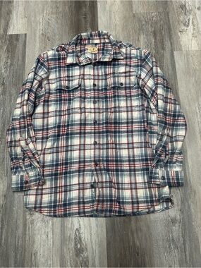 Men’s Red Head Blue And Red Plaid Flannel Shirt Size XLT